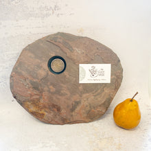Load image into Gallery viewer, deluxe classic slate vase top view with card and pear for sizing