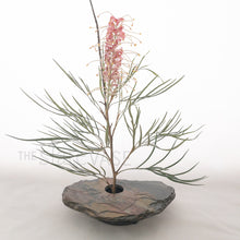 Load image into Gallery viewer, pink grevilia arrangement in slate stone vase medium