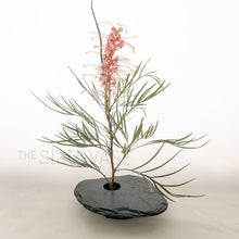 Load image into Gallery viewer, pink grevilia arrangement in slate stone vase medium