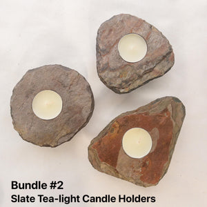 BUNDLE - Slate Tea-Light Candle Holders
